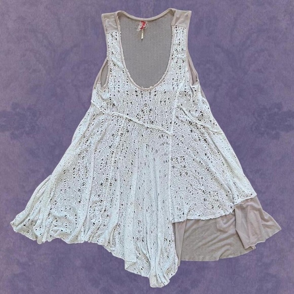 Free People Lucious lagoon web lace slip dress in white and pink - Picture 1 of 5